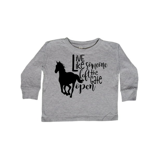 Little Boys Live Love Ride Horse ComfortSoft Long Sleeve Tee Black